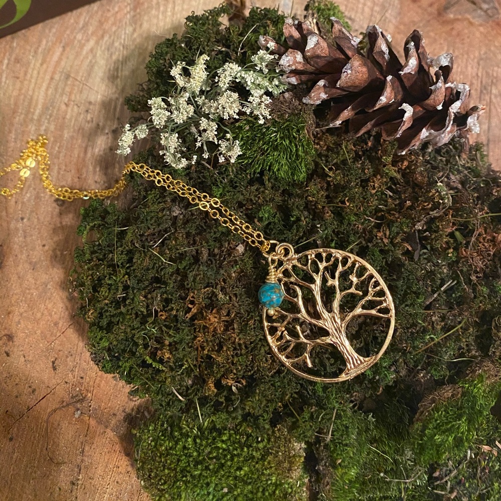 Gold tree of life necklace